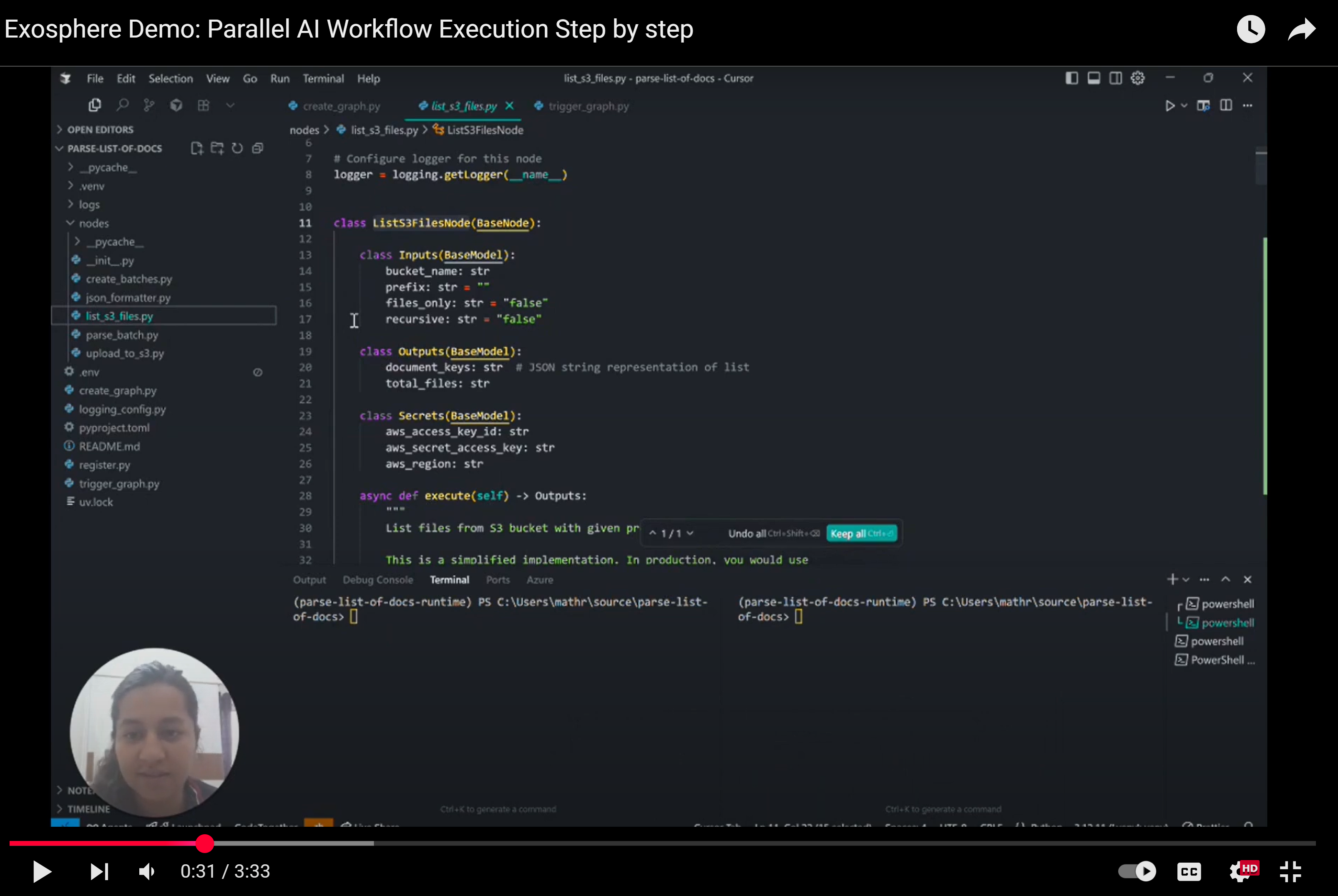 Step by Step Execution of an Exosphere Workflow